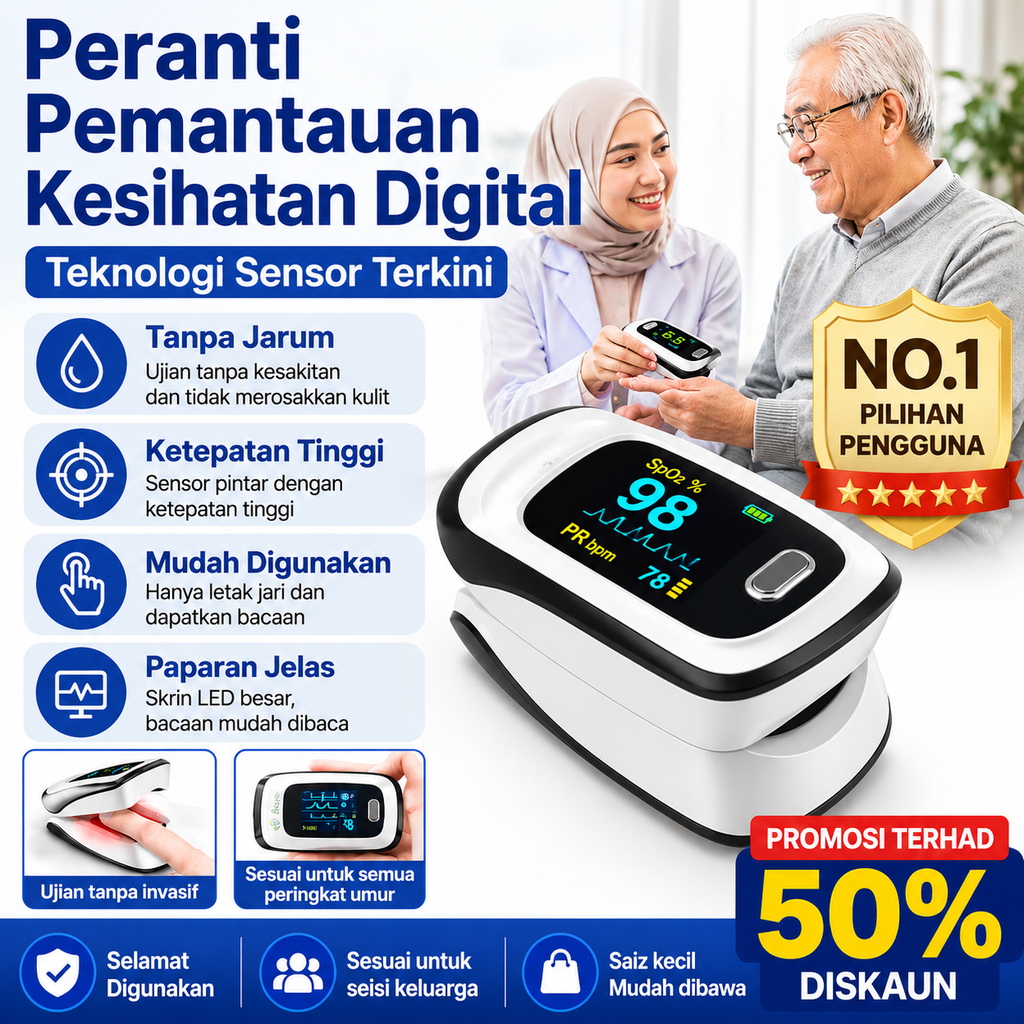 【12 dalam 1】Peranti Pemantauan Kesihatan Digital Mudah Alih