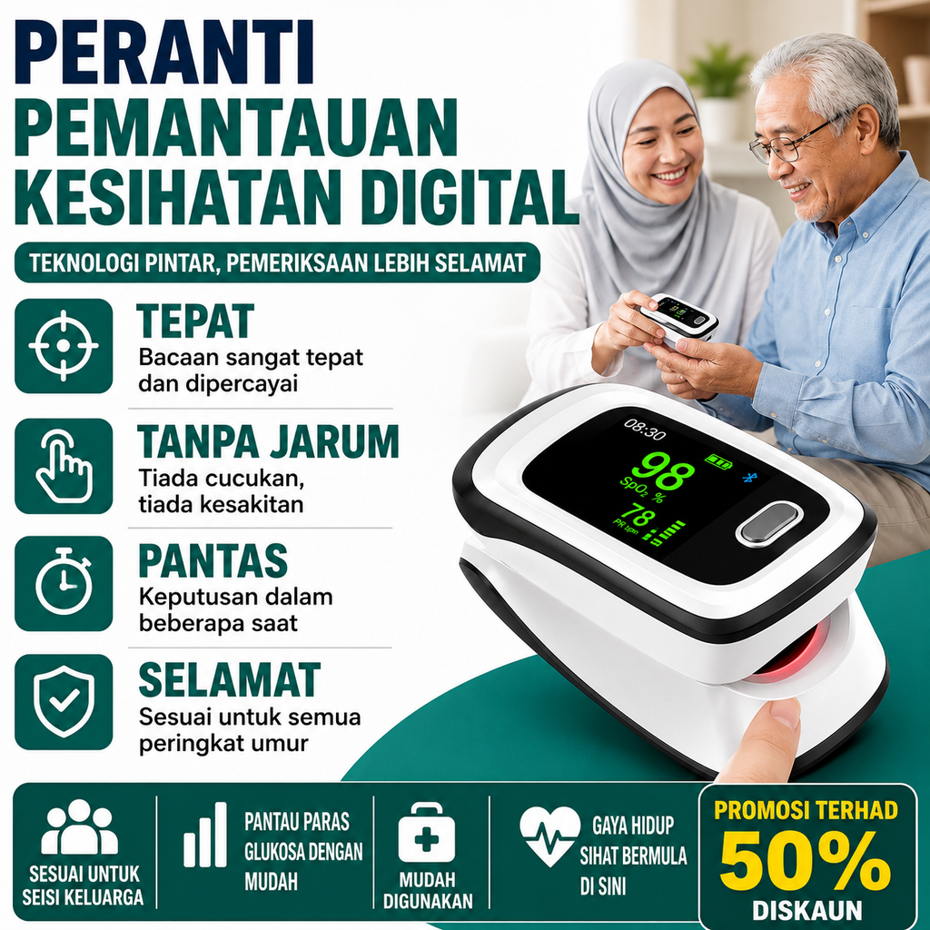 【12 dalam 1】Peranti Pemantauan Kesihatan Digital Mudah Alih