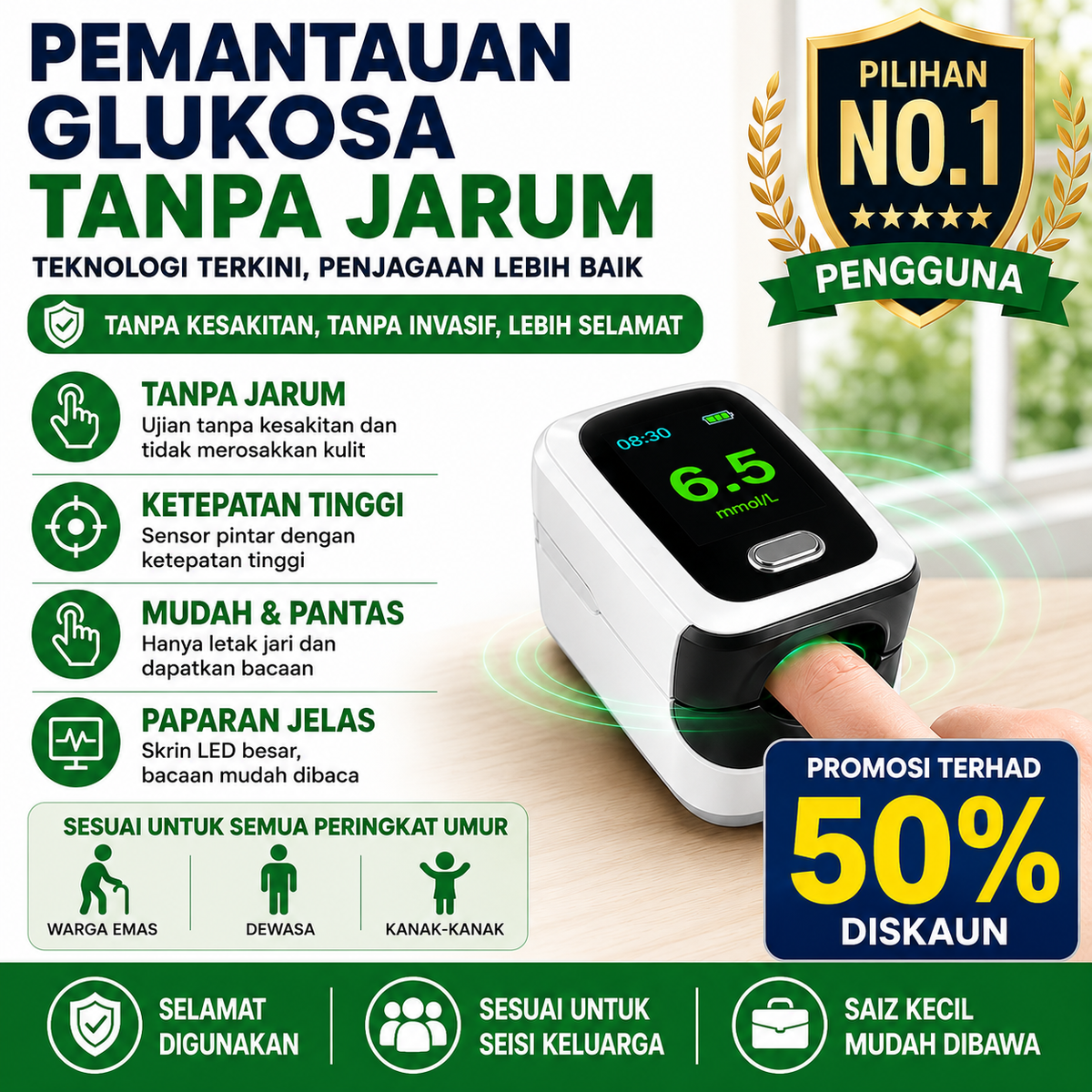 【12 dalam 1】Peranti Pemantauan Kesihatan Digital Mudah Alih