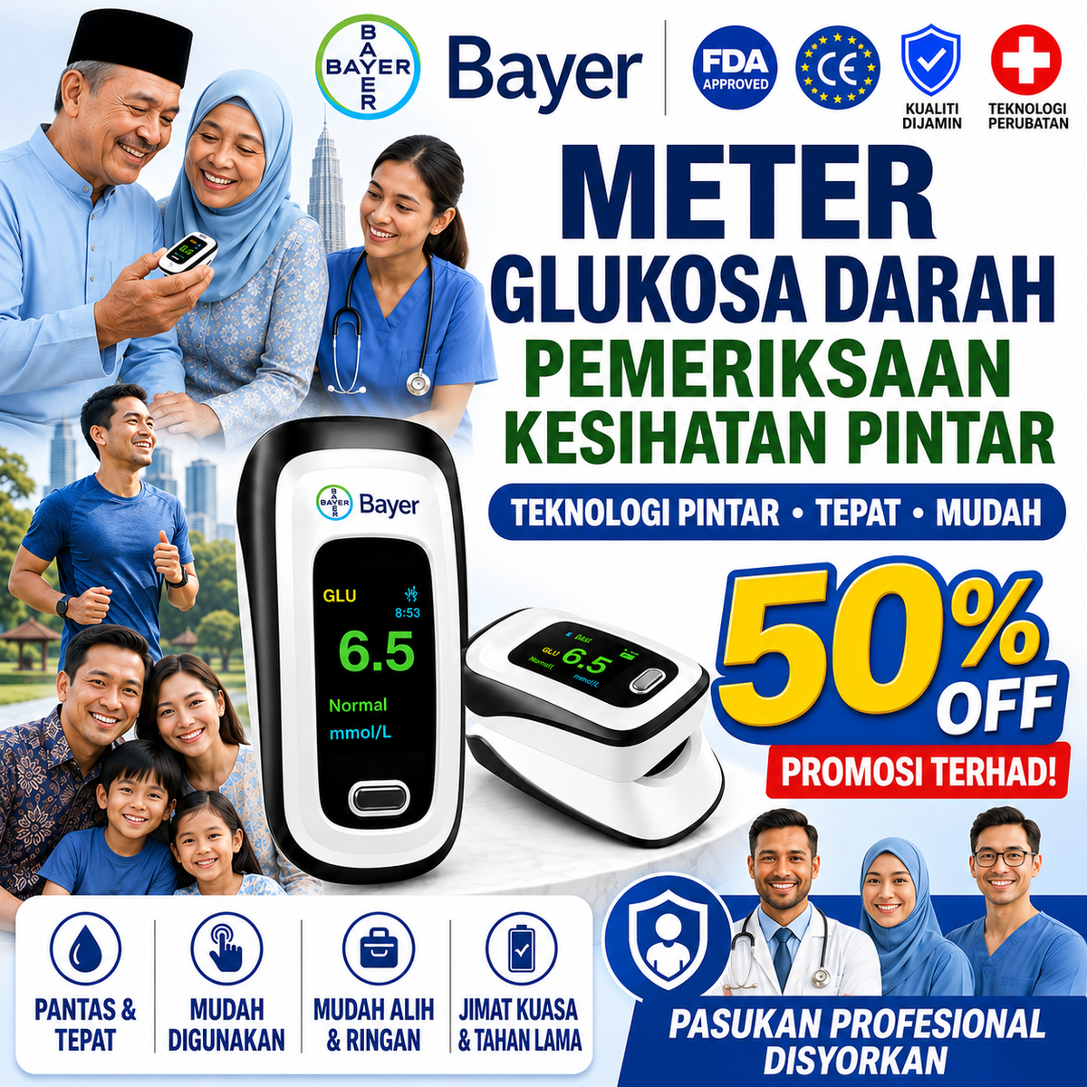 【12 dalam 1】Peranti Pemantauan Kesihatan Digital Mudah Alih